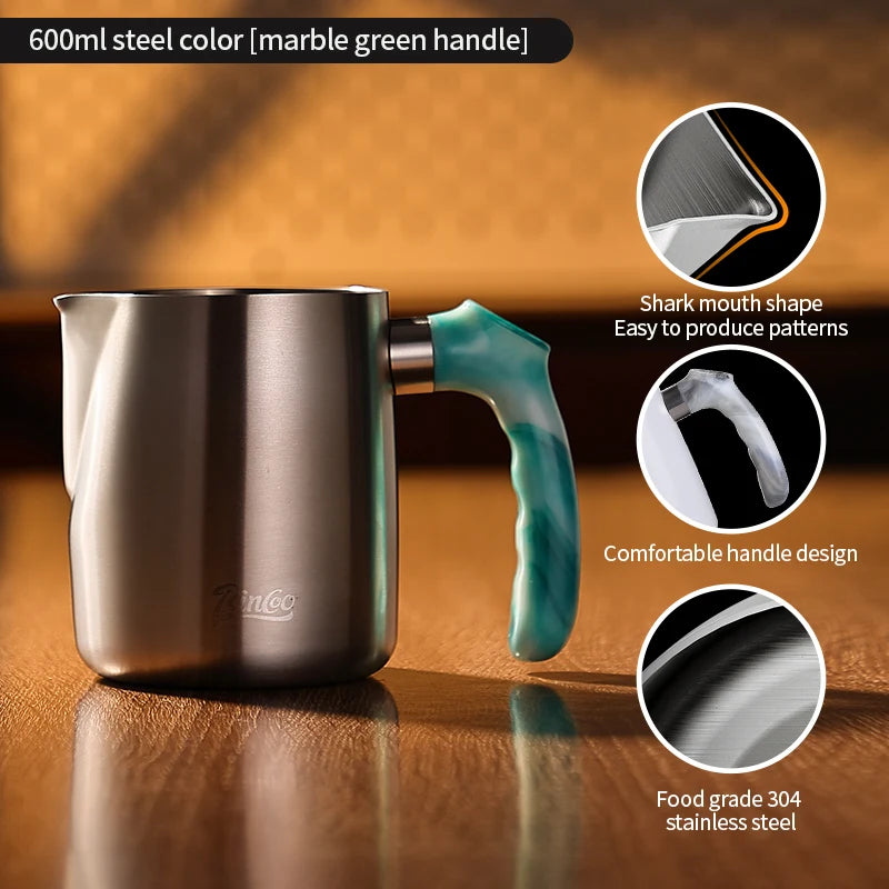 Bincoo GYKF2322 Professional Milk Frothing Jug 600ml Sharp Spout Cup Perfect for Latte Art and Milk Steaming Barista Essential Accessory