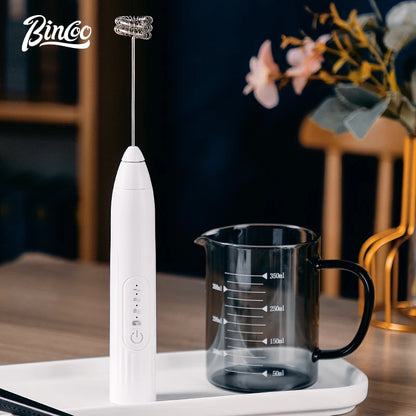Bincoo Portable Dual Head Milk Frother  USB Rechargeable Stainless Steel Coffee Mixer with 3 Speeds for Smooth Latte Foam Coffee