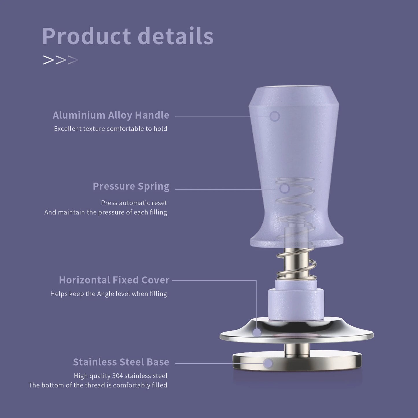 Bincoo GYKF1807 Premium Spring-Loaded Espresso Tamper 51mm/58mm Compatible Threaded Bottom  for Even Tamping Barista Essential Tool