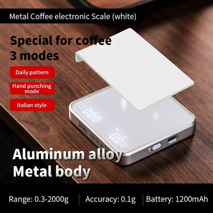Bincoo Electronic Coffee Scale Digital Metal Body&Mirror Glass Portable Kitchen Scale With Timer Precision 0.01g Weight Barista
