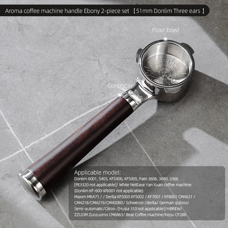 Bincoo Aroma Bottomless Portafilter, Walnut 58mm Universal, Espresso Machine Upgrade, Open Design Fits Delonghi Dongling