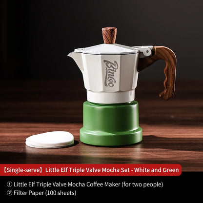 Bincoo GYKF2291 Professional 3Valve Moka Pot Construction 2-3 pa Pressure System Eagle Spout Design Prevents Leakage Home Coffee Brewing