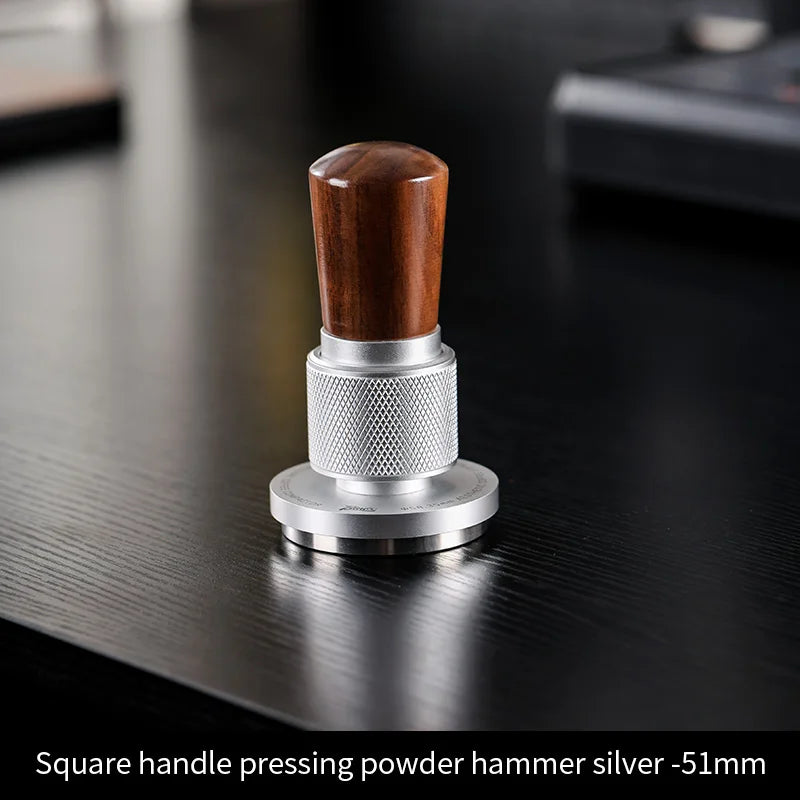 BINCOO 51mm/58mm 30Ib Impact Constant Pressure Coffee Tamper Stainless Steel Base Anti-Rust Wood Handle Barista Espresso Tools