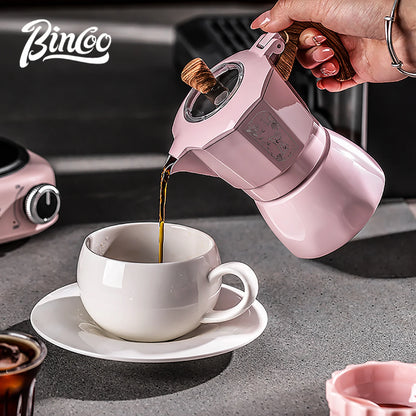 Bincoo Dual Valve Moka Pot Espresso Mocha Pot Concentrated  Extraction Coffee Pot Home Brewing Kit Maker Barista Use Tools