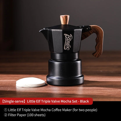 Bincoo GYKF2291 Professional 3Valve Moka Pot Construction 2-3 pa Pressure System Eagle Spout Design Prevents Leakage Home Coffee Brewing