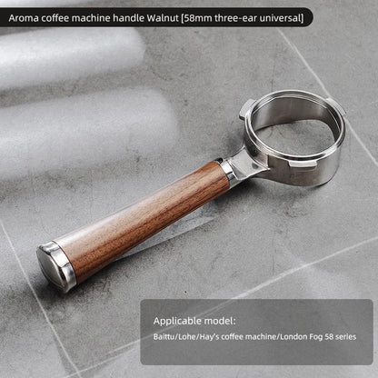 Bincoo Aroma Bottomless Portafilter, Walnut 58mm Universal, Espresso Machine Upgrade, Open Design Fits Delonghi Dongling