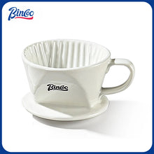 Bincoo Ceramic Trapezoid Coffee Dripper – Fan-Shaped 3-Hole Pour Over Filter Cone, Bonus 50PCS Filter Paper Included