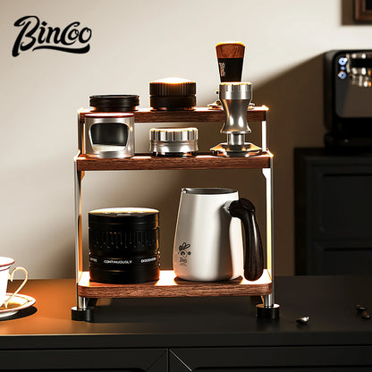 Bincoo Gexu Multi-Tier Solid Wood Coffee Storage Cabinet – Organizer Rack for Coffee Tools, Light Luxury Machine Stand