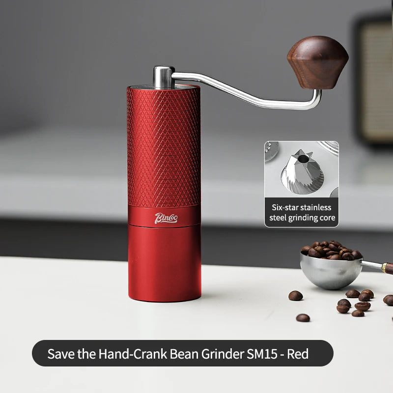 Bincoo Manual Coffee Grinder, 420 Stainless Steel Burrs, Professional Double Bearing Adjustable Grinder,Portable Coffee Grinding