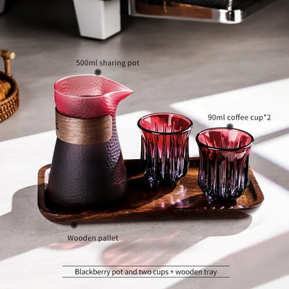 Bincoo Coffee Sharing Pot Glass Cup Set Glass Pot Coffee Cup Coffee Tray Set 500ML