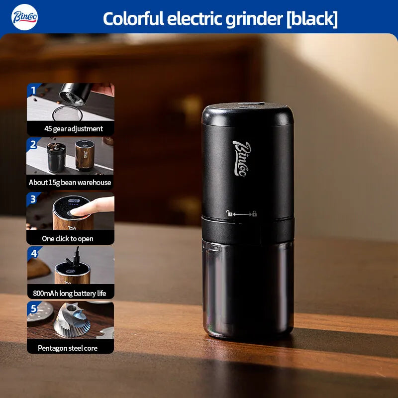 BINCOO Coffee Grinder Electric USB Type C Rechargeable Home Outdoor Blenders Profession Adjustable Coffee Beans Grinding