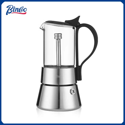 Bincoo Visual Glass Double Valve Mocha Pot Italian Concentrated Extraction Coffee Pot Electric Ceramic Stove Heating Base 220V