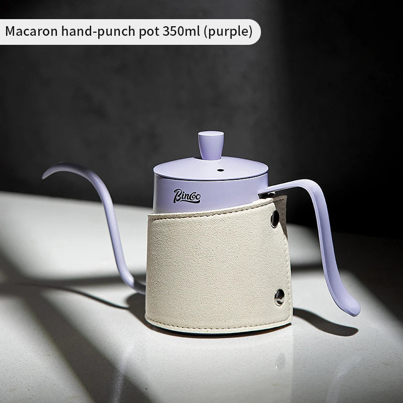 Bincoo 350ML Hand Brewed Coffee Pot Stainless Steel Goose Neck Long Spout Narrow Mouth with Handle Milk Foam Teapot Kitchen Tool