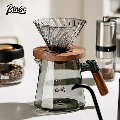 Bincoo 800ml Barista Pour Over Coffee Maker Set Glass Carafe Coffee with Glass Coffee Filter Drip Espresso Maker for Home&Office