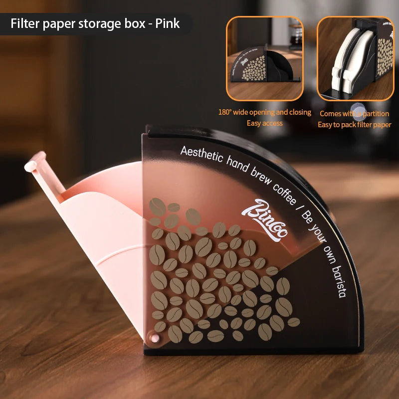 Bincoo Hot Sell Fan-shaped Coffee V Filter Paper Dust-proof Bar Storage Rack Storage Box Dustproof Filter Paper Box Barista Tool