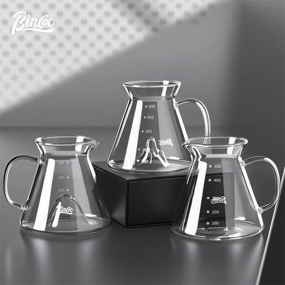 BINCOO 450ml Pour Over Coffee Dripper Glass Sharing Pot Funnel Drip Coffee Maker Hand Brewed Cup Coffee Set with Filter Paper