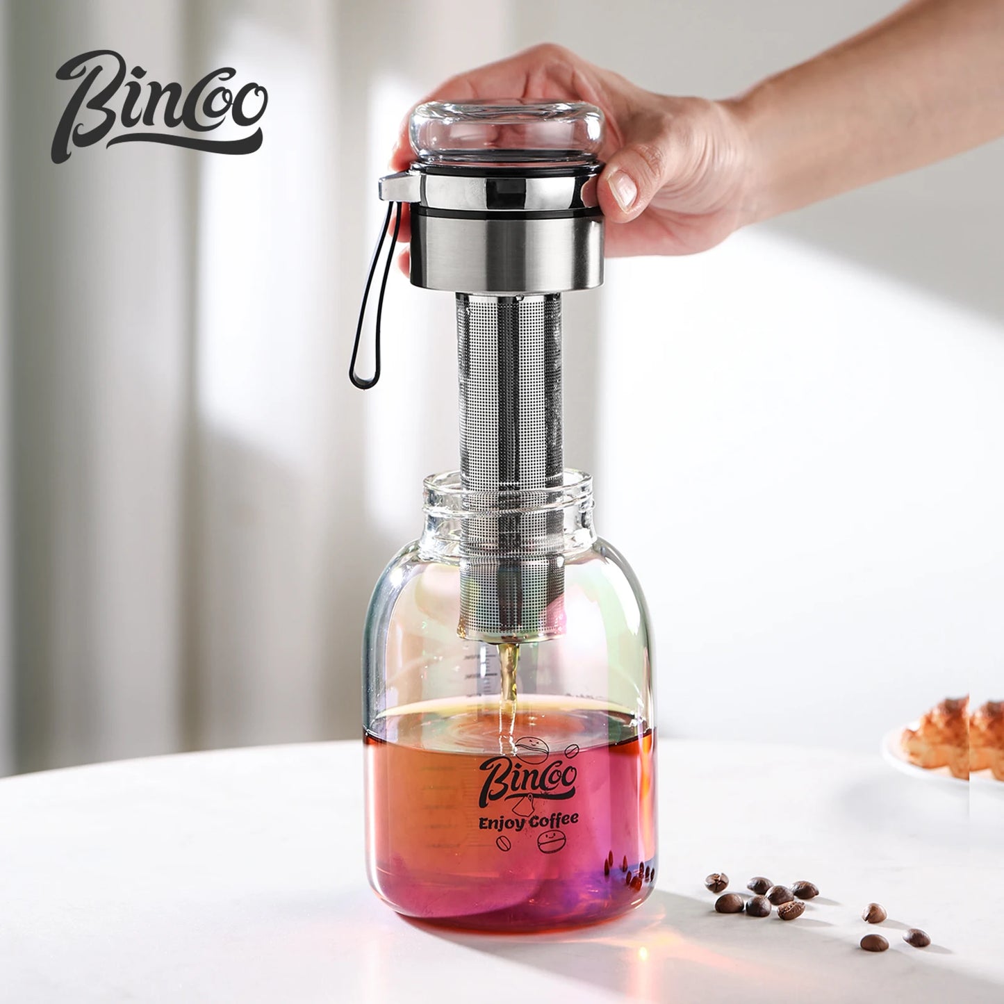 Bincoo GYKF0002 800mL Cold Brew Iced Coffee Maker Iced Coffee Maker Tea Infuser Airtight Cold Brew Pitcher Coffee Accessories Cold Brew System