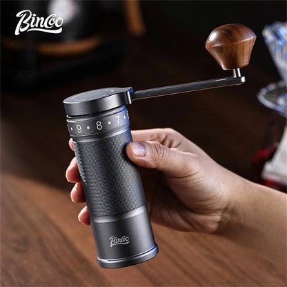Bincoo Professional  Upgrade Manual Coffee Grinder CNC Stainless Steel Burr Adjustable Foldable Hand-Crank Coffee Bean Grinding