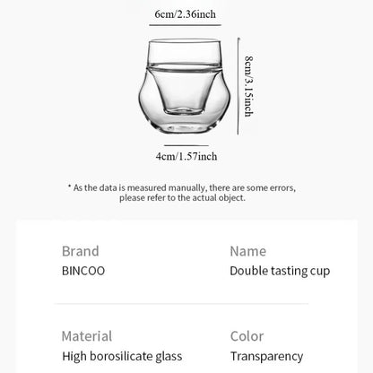 Bincoo 110ml Double Layer Insulated Coffee Cup, Glass Designed for Professional Tasting and Optimal Aroma Preservation