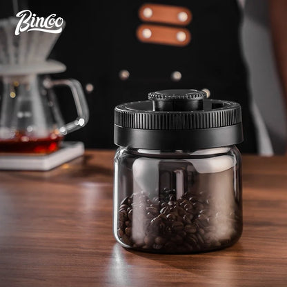 Bincoo Coffee Bean Canister Sealed Jar Glass Sealed Can Vacuum Storage Jar Coffee Powder Storage Timeable 0.4/0.6/0.8/1.2L