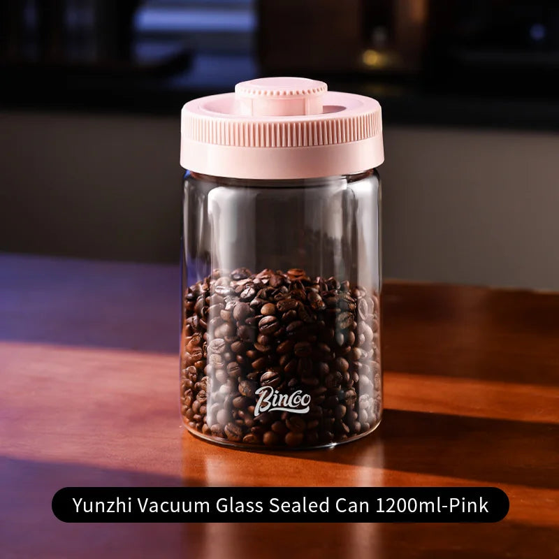 BINCOO Vacuum Sealed Tank Coffee Bean Storage Tank Household Glass Food Storage Jars Moisture-proof Airtight Sealed Container