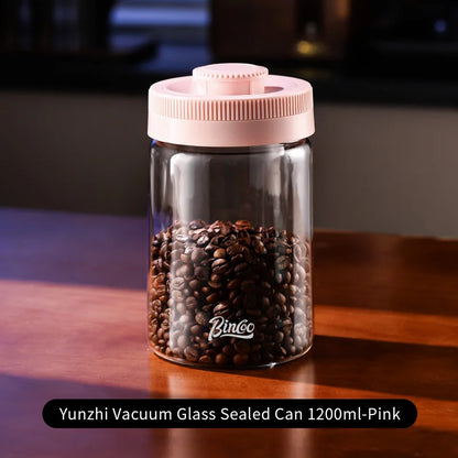 BINCOO Vacuum Sealed Tank Coffee Bean Storage Tank Household Glass Food Storage Jars Moisture-proof Airtight Sealed Container