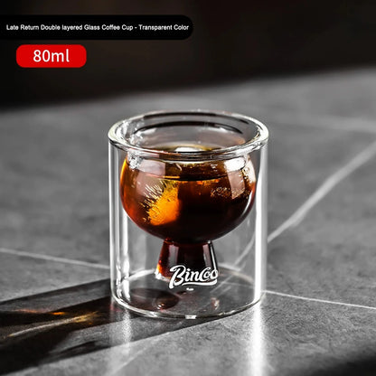Bincoo Double Layered Coffee Cup High Borosilicate Glass Heat-resistant Anti Scald Concentrated Cup Milk Coffee Ice American Cup