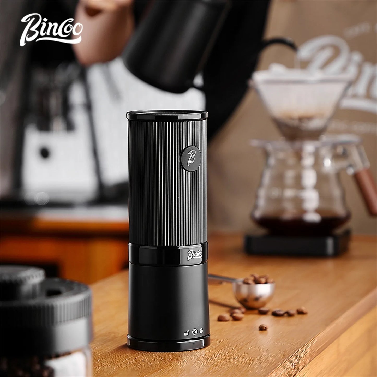Bincoo Leyou Portable Electric Coffee Grinder, USB Rechargeable Adjustable Grind, Home Outdoor Portable Coffee Grinder