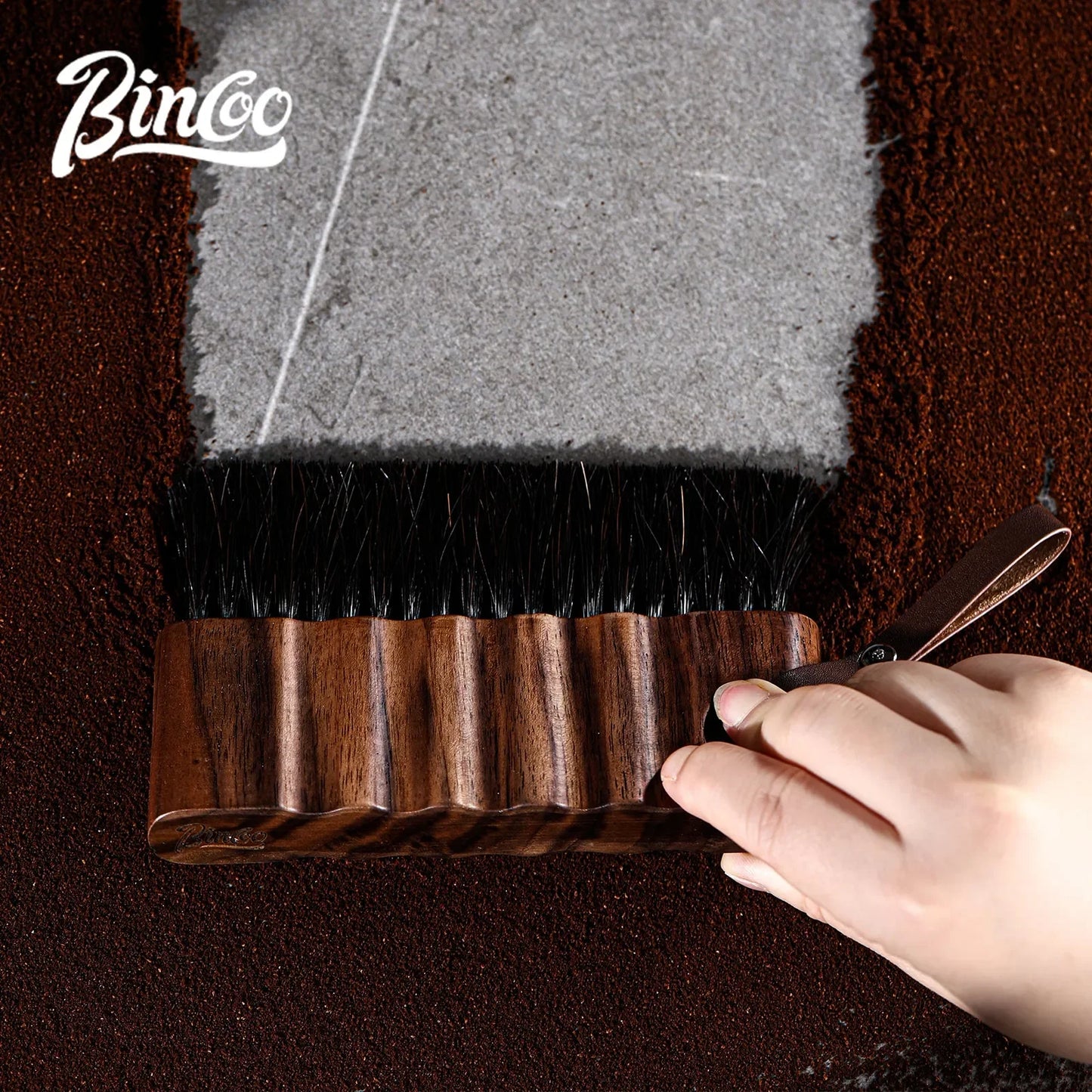Bincoo Coffee Grinder Brush Wooden Handle Cleaning Tool for Machine Gaps Desktop Hanging Home Bar Barista Accessories