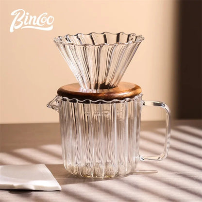 Bincoo Clear Vertical Sharing Pot Reusable Conical Filter 1-2 Cups with Storage Bag 3 Piece Set Hand Brewed Coffee Accessories