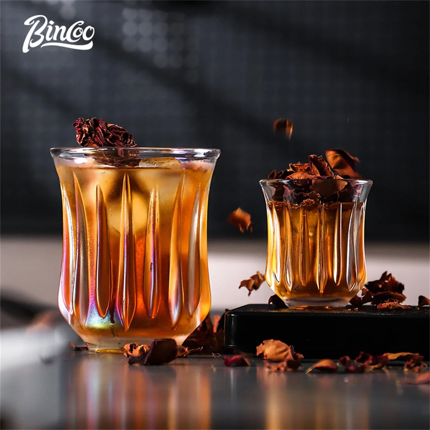 BINCOO 90ml-400ml Glass Coffee Cup Drinking Glasses for Espresso Cappuccino Latte Mug Juice Cocktails Home Kitchen Barista Tools