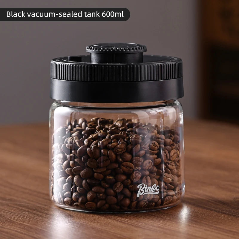 BINCOO Vacuum Sealed Tank Coffee Bean Storage Tank Household Glass Food Storage Jars Moisture-proof Airtight Sealed Container