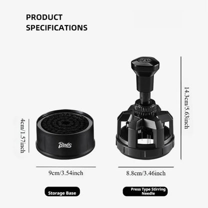 Bincoo Espresso Coffee Distributor – Press & Rotate Stirring Needle, Adjustable, Evenly Break Clumps, Anti-Clump Tool