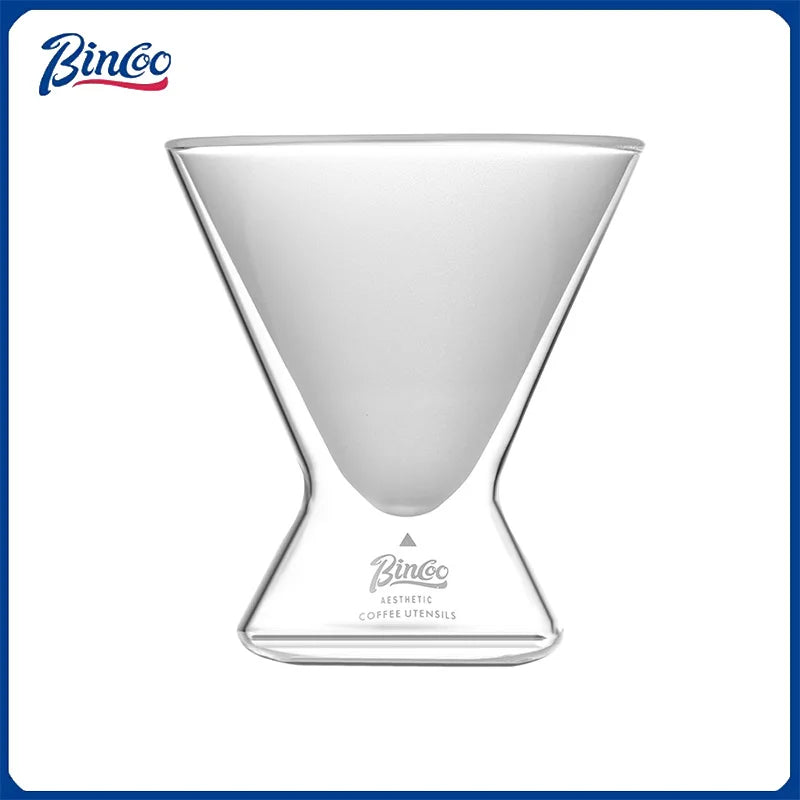 Bincoo Double Wall Insulated Hourglass Glass Coffee Cup Thermal Resistant Anti Scalding Handled Mug for Hot Drinks Tea and Milk
