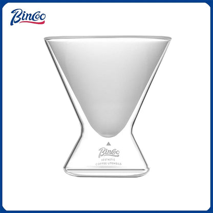 Bincoo Double Wall Insulated Hourglass Glass Coffee Cup Thermal Resistant Anti Scalding Handled Mug for Hot Drinks Tea and Milk