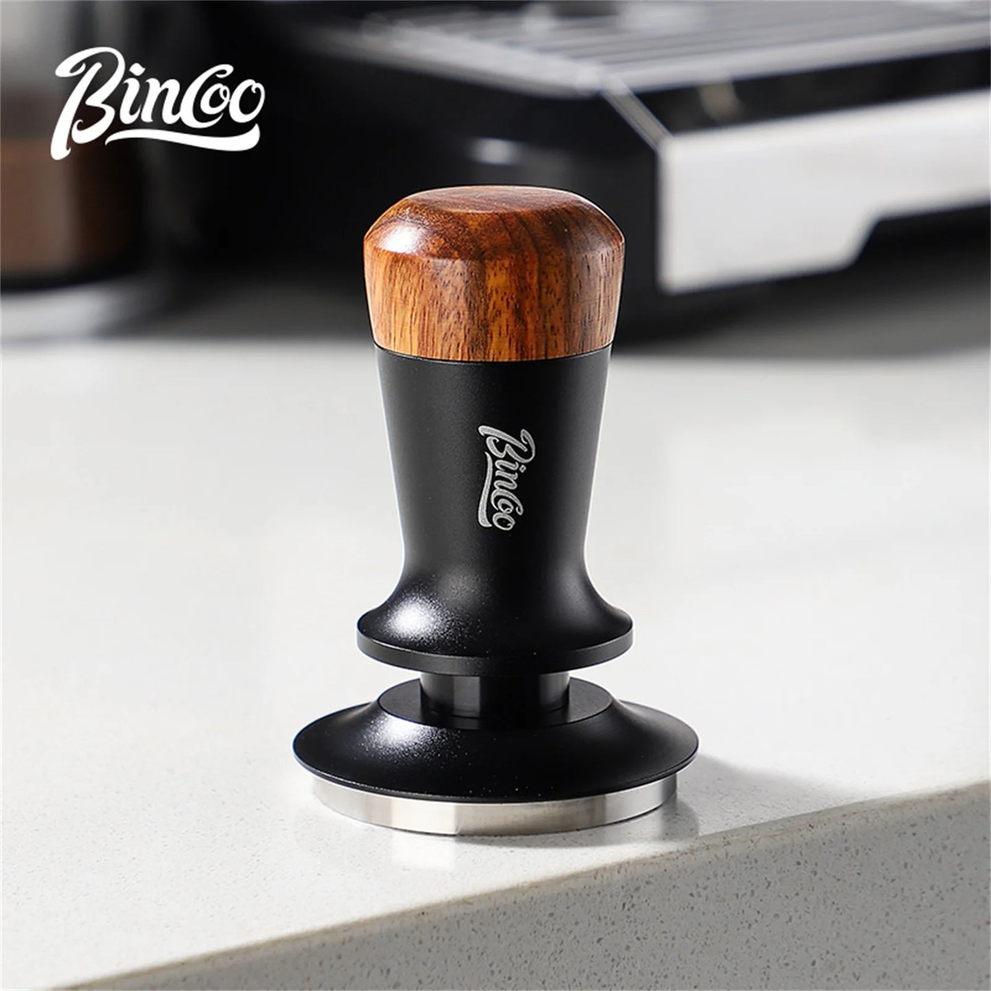 Bincoo Professional Coffee Tamper 51/58mm Spring Pressure Threaded Base Auto Leveling for Portafilter Use