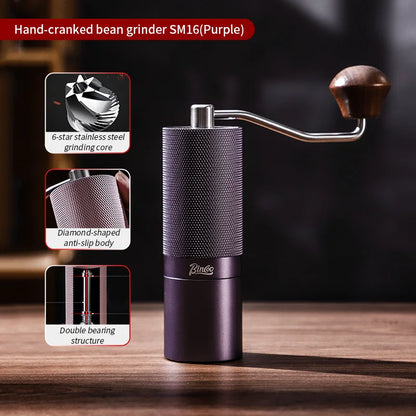 Bincoo Professional Manual Coffee Grinder Six Star Steel Knife Wheel Hand Cranked Coffee Grinder Portable Camping Barista Tools
