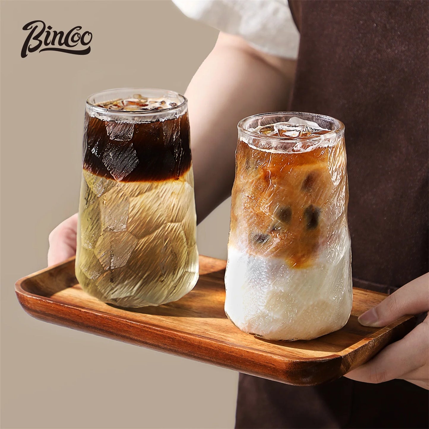 Bincoo GYKF2313 Premium Glass Coffee Cup Collection Retro Aesthetic for Dirty Coffee AmericanoEspresso High Quality for Home Cafe Use