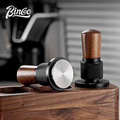 Bincoo 51MM/58MM 30lb Constant Pressure Espresso Coffee Tamper, Stainless Steel Ripple Base, Wood Handle for Home/Cafe Barista