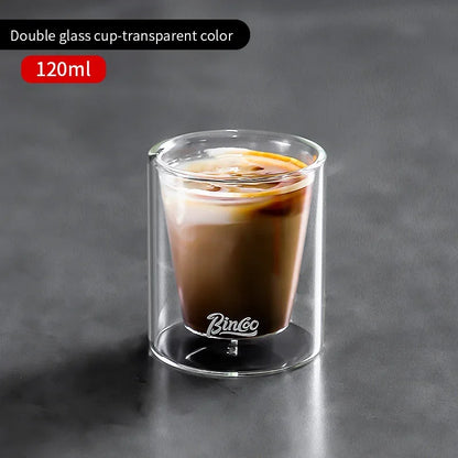 Bincoo Double Layered Coffee Cup High Borosilicate Glass Heat-resistant Anti Scald Concentrated Cup Milk Coffee Ice American Cup