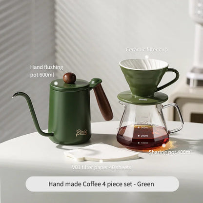 Bincoo GYKF0679 Drip Coffee Set with Ceramic Filter and Glass Carafe All in One Pour Over Brewing Ideal for Beginners Gift Presentation