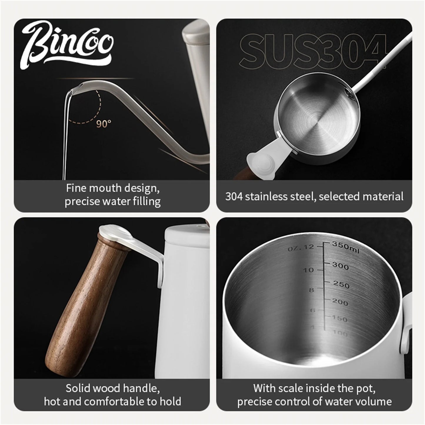 Bincoo Mini Pour Over Kettle Small Portable Stainless Steel Gooseneck Pot for Hanging Ear Coffee Watering Pot