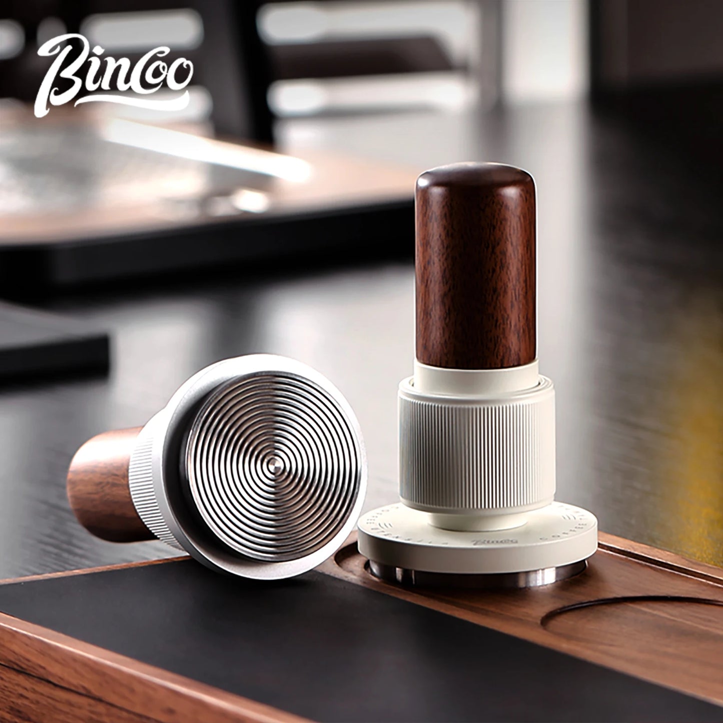 BINCOO 51mm/58mm 30Ib Impact Constant Pressure Coffee Tamper Stainless Steel Base Anti-Rust Wood Handle Barista Espresso Tools
