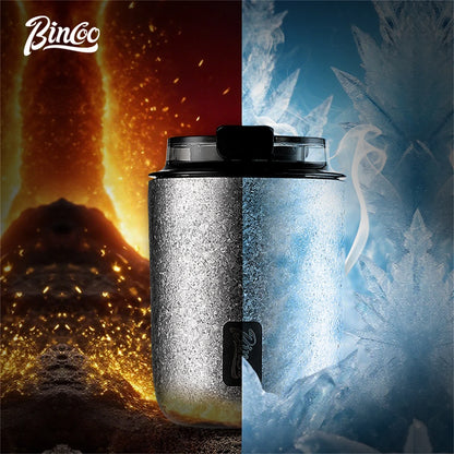 BINCOO 240ML Pure Titanium Coffee Thermos Cup Car Leak-proof Travel Thermal Mug Portable Vacuum Insulated Coffee Cup Gift Box