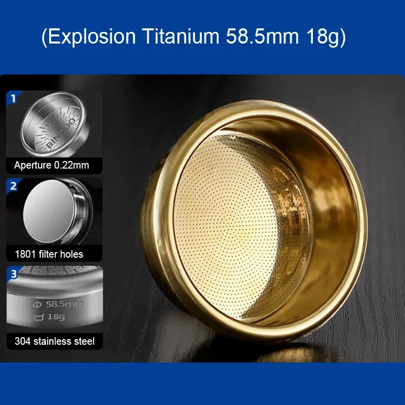 BINCOO Precision High Extraction Matrix 51/58.5mm Basket Filter,Micro Sieve Filter Basket Stainless Steel Portafilter Basket Net