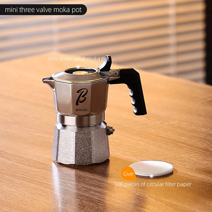 Bincoo Professional Mini 3 Valve Coffee Maker 316 Stainless Steel Construction High Density Filter with Silicone Boost Valve