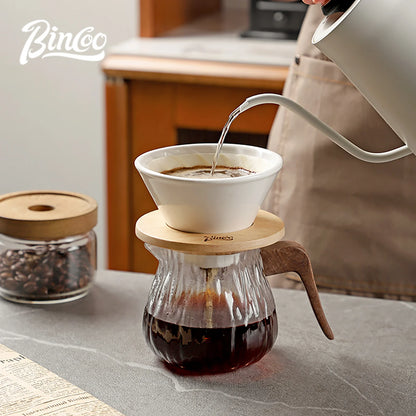 Bincoo 400ml Pour Over Coffee Dripper Espresso Pot Set Coffee Kettle Brewing Cup Threaded Ceramic Funnel Filter Cup Tea Pot
