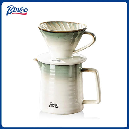 BINCOO Ceramic Coffee Filter Cup with Ceramic Coffee Pot Reusable Filters Coffee Maker Hand Brew Coffee Drip Funnel Filter Cup