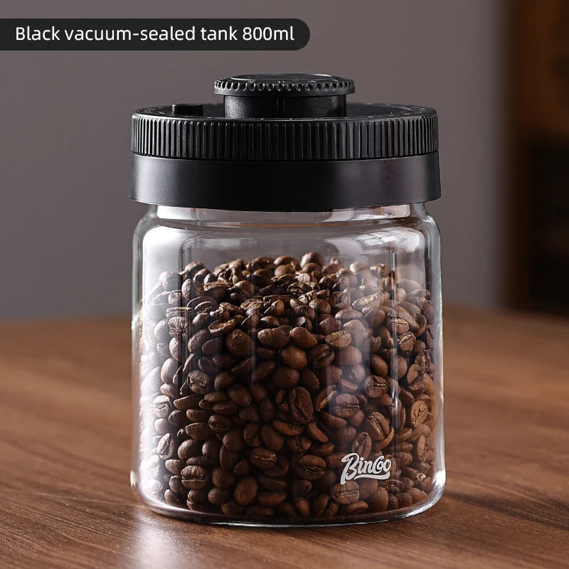 BINCOO Vacuum Sealed Tank Coffee Bean Storage Tank Household Glass Food Storage Jars Moisture-proof Airtight Sealed Container