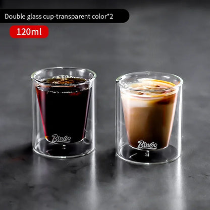 Bincoo Double Layered Coffee Cup High Borosilicate Glass Heat-resistant Anti Scald Concentrated Cup Milk Coffee Ice American Cup